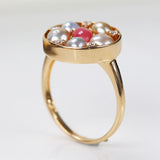 Queen Conch Pearl & White Diamond 18K Yellow Gold Cluster Disc Ring (Customize), Strombus Gigas, Flamed Pink Pearls Customized Jewelry Etsy