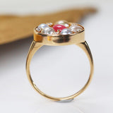 Queen Conch Pearl & White Diamond 18K Yellow Gold Cluster Disc Ring (Customize), Strombus Gigas, Flamed Pink Pearls Customized Jewelry Etsy