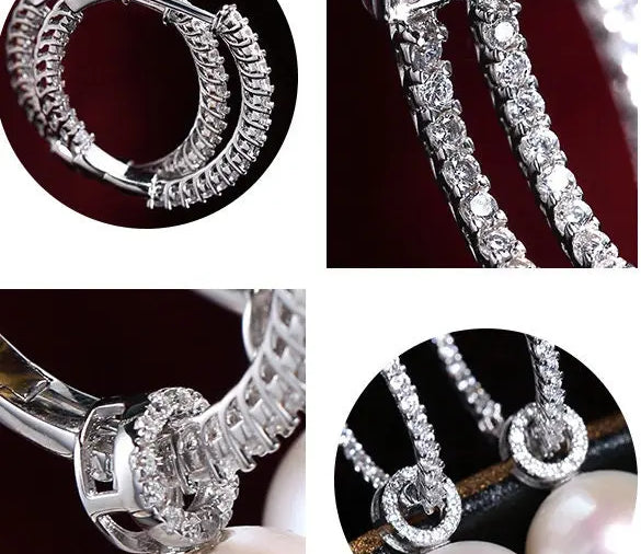 AAA+ 13mm Freshwater White Pearl Hoop Earrings - Silver 925 Etsy