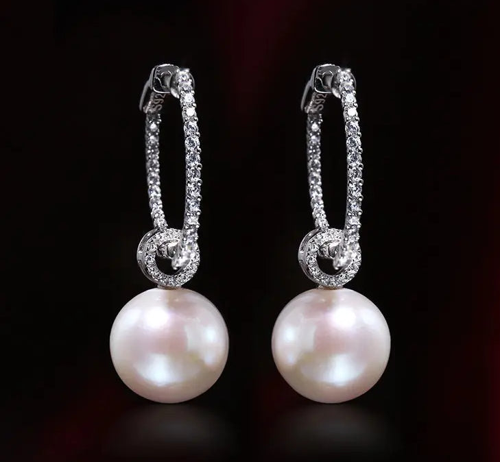 AAA+ 13mm Freshwater White Pearl Hoop Earrings - Silver 925 Etsy