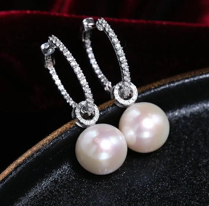 5A+ High Luster 13mm White Pearl Earrings Handmade Silver 925 White Pearl Earrings, Gift Idea, Edison Pearl Earrings Etsy