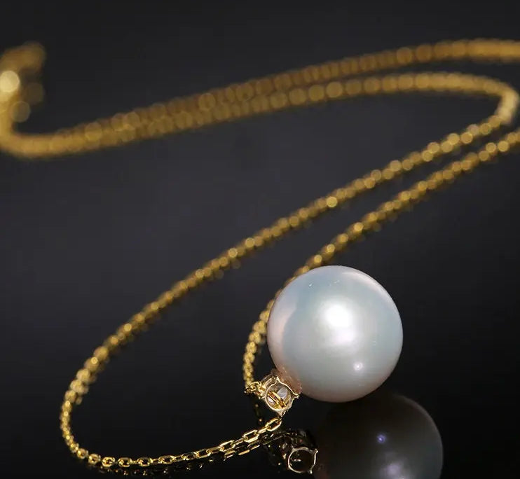 12mm High Luster Freshwater Pearl Necklace - 18K Yellow Gold Etsy