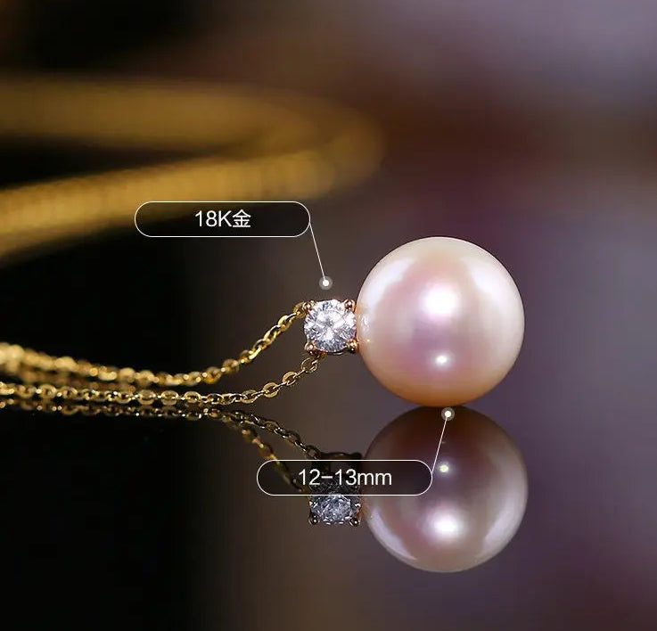 12mm High Luster Freshwater Pearl Necklace - 18K Yellow Gold Etsy