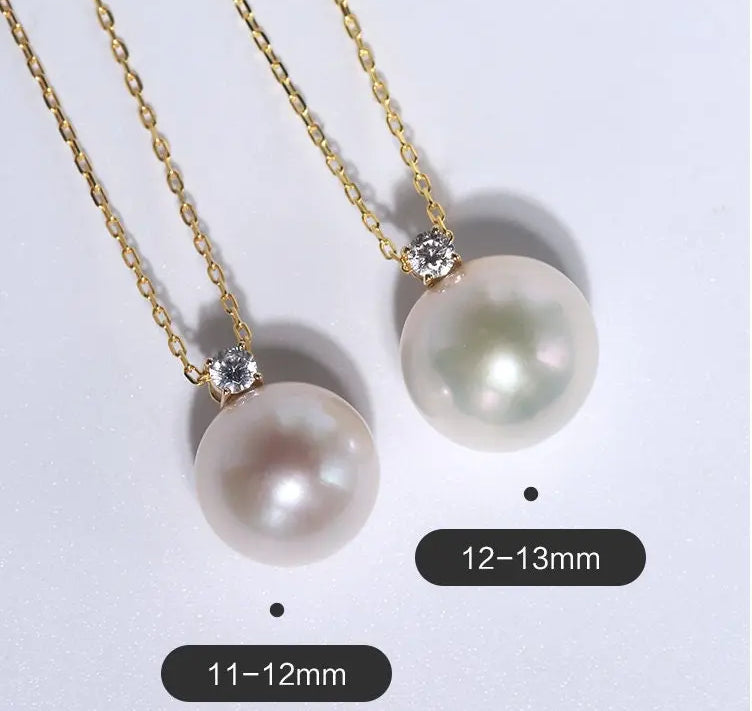 12mm High Luster Freshwater Pearl Necklace - 18K Yellow Gold Etsy