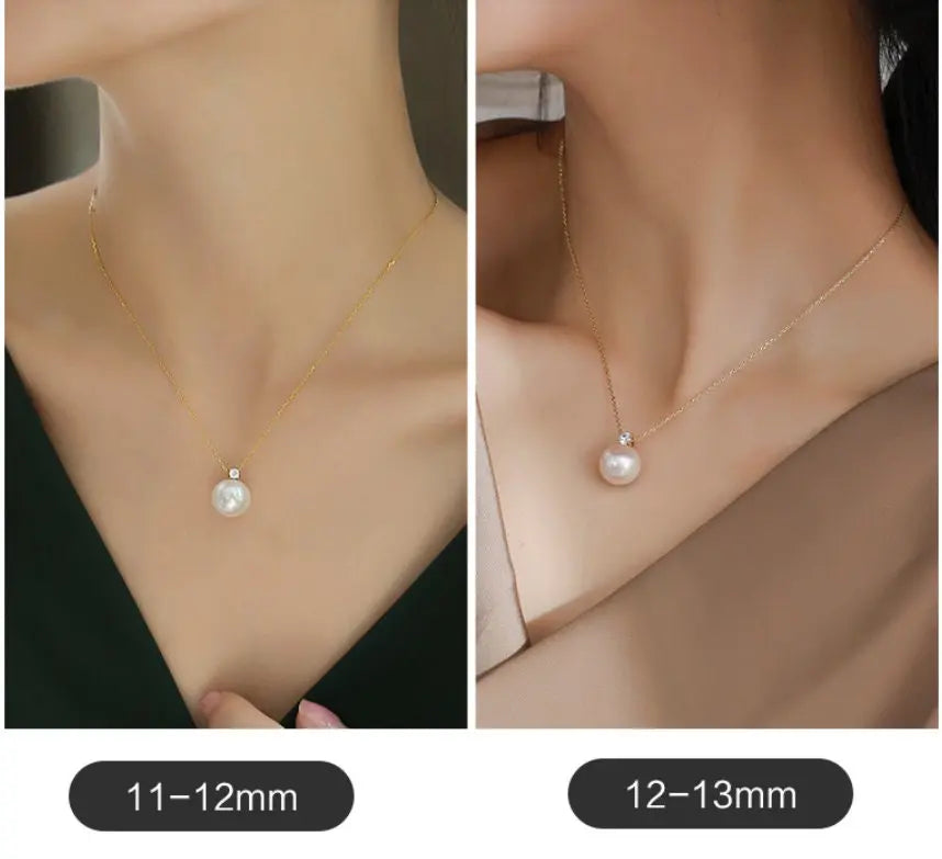 12mm High Luster Freshwater Pearl Necklace - 18K Yellow Gold Etsy