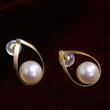 5A+ High Luster 8-9mm White Pearl Earrings Handmade 18k Solid Yellow Gold White Pearl Pear Shape Earrings, Gift Idea, Anniversary Idea Etsy