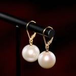 5A+ High Luster 11-12mm White Pearl Earrings Handmade 18k Solid Yellow Gold White Pearl Earrings, Gift Idea, Anniversary Idea Etsy