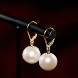 5A+ High Luster 11-12mm White Pearl Earrings Handmade 18k Solid Yellow Gold White Pearl Earrings, Gift Idea, Anniversary Idea Etsy