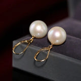 5A+ High Luster 11-12mm White Pearl Earrings Handmade 18k Solid Yellow Gold White Pearl Earrings, Gift Idea, Anniversary Idea Etsy