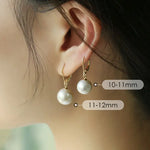 5A+ High Luster 11-12mm White Pearl Earrings Handmade 18k Solid Yellow Gold White Pearl Earrings, Gift Idea, Anniversary Idea Etsy