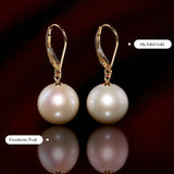 5A+ High Luster 11-12mm White Pearl Earrings Handmade 18k Solid Yellow Gold White Pearl Earrings, Gift Idea, Anniversary Idea Etsy