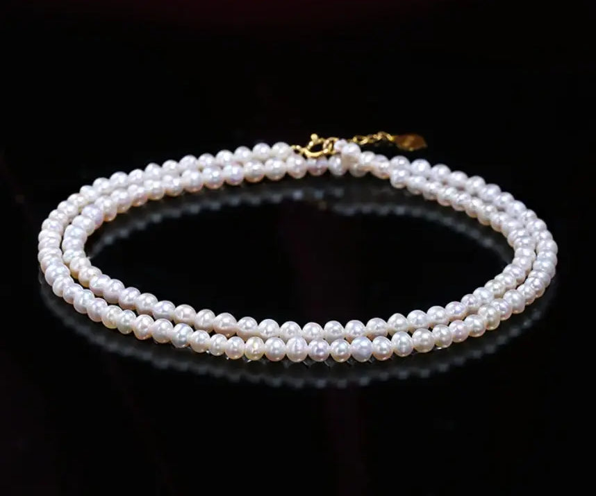 3-4mm Natural High Luster Baby Pearl Necklace Handmade 18k Solid Yellow Gold Baby Golden Pearl Necklace, Freshwater Baby Pearl Beaded Choker Etsy