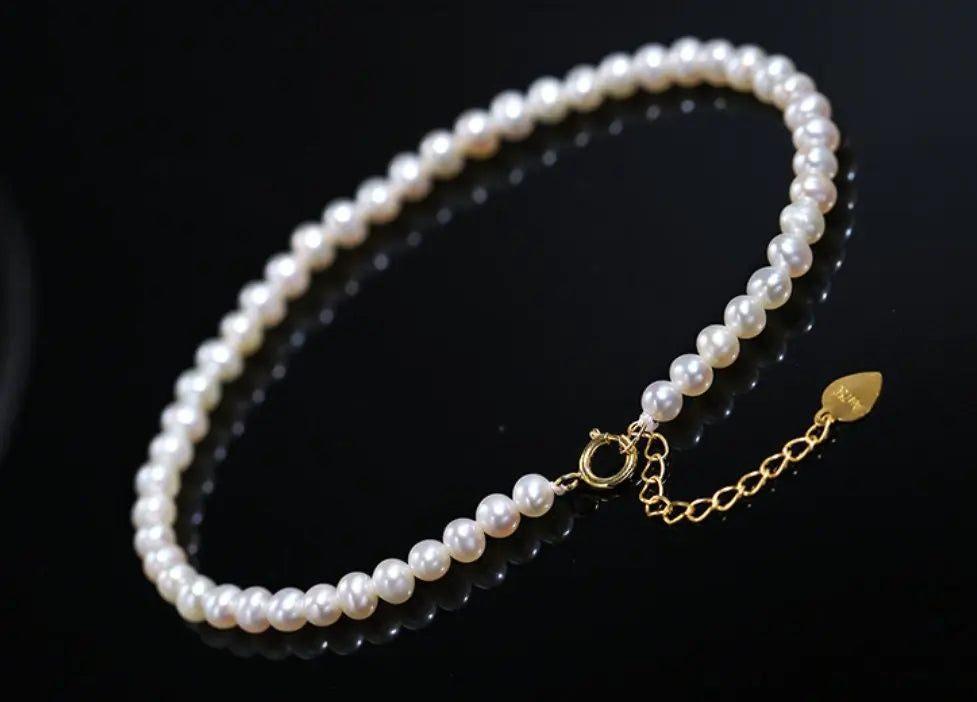 3-4mm Natural Freshwater Baby Pearl Bracelets, Handmade 18k Solid Yellow Gold Baby Golden Pearl Bracelets, Freshwater Baby Pearl Beaded Etsy