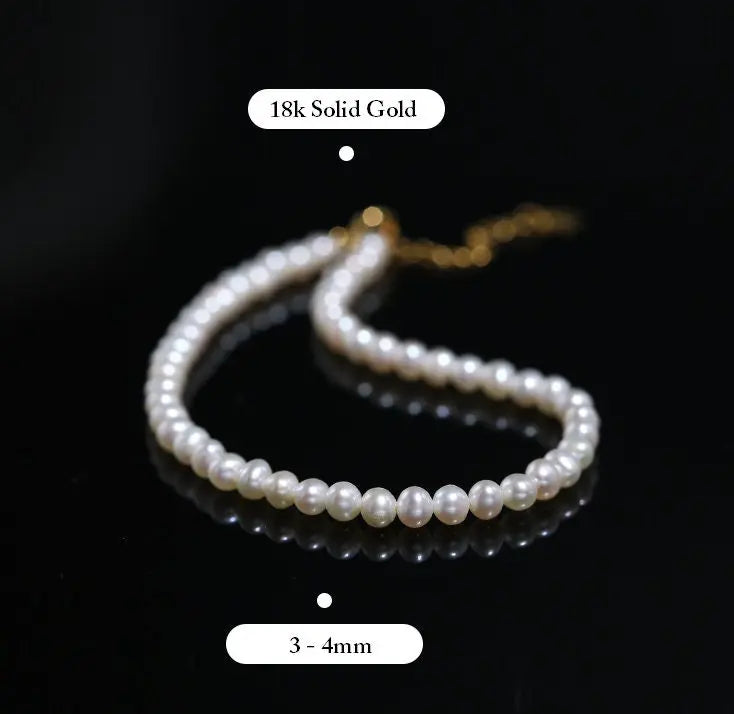 3-4mm Natural Freshwater Baby Pearl Bracelets, Handmade 18k Solid Yellow Gold Baby Golden Pearl Bracelets, Freshwater Baby Pearl Beaded Etsy