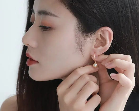 8mm Natural Akoya Golden Pearl Earrings - 18K Yellow Gold Etsy