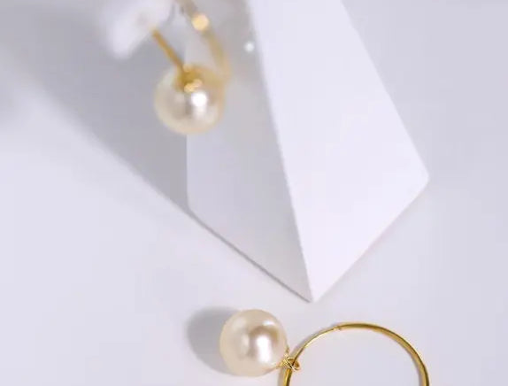 8mm Natural Akoya Golden Pearl Earrings - 18K Yellow Gold Etsy