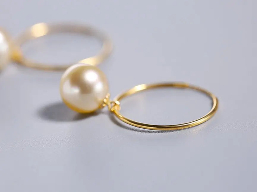 8mm Natural Akoya Golden Pearl Earrings - 18K Yellow Gold Etsy