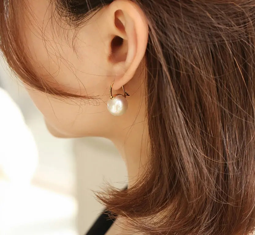 AAA+ 13mm Freshwater Pearl Earrings - 18K Yellow Gold Etsy