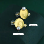 5A+ High Luster 5mm White Pink Pearl & Natural Diamond Earrings Handmade 18k Solid Yellow Gold Disc Earrings, Anniversary Gift Idea Etsy