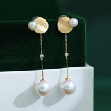 4-9mm Natural Freshwater White Pink Pearl & Natural Diamond Earrings Handmade 18k Solid Yellow Gold Star and Moon Earrings, Anniversary Gift Etsy