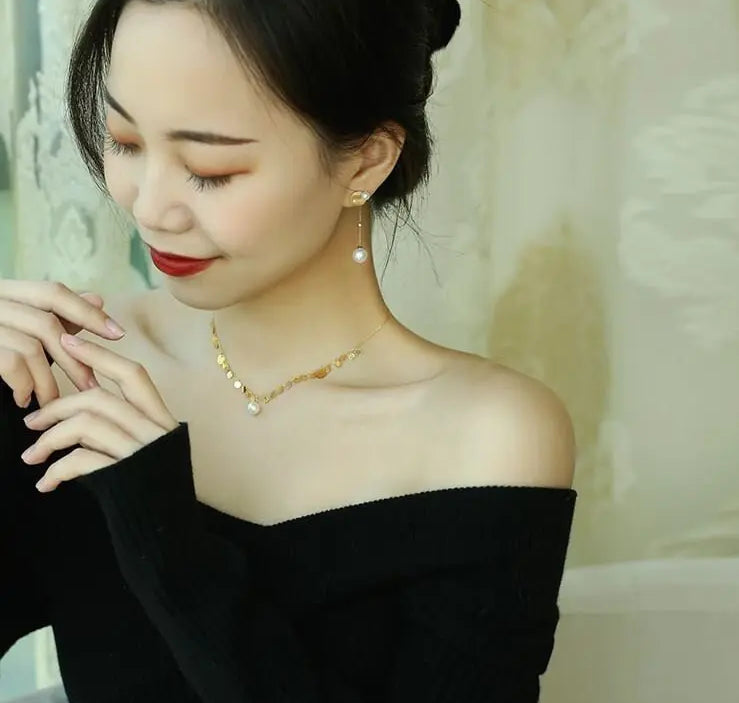 4-9mm Natural Freshwater White Pink Pearl & Natural Diamond Earrings Handmade 18k Solid Yellow Gold Star and Moon Earrings, Anniversary Gift Etsy