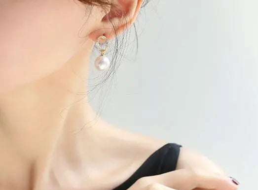 AAA+ 12mm Freshwater White Pearl Earrings - 18K Gold Plated Vermeil Etsy