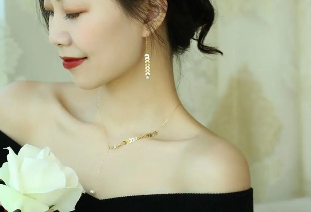 18K Gold Akoya Pearl Leaf Earrings - High Luster White Pearl Etsy