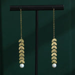 18K Gold Akoya Pearl Leaf Earrings - High Luster White Pearl Etsy