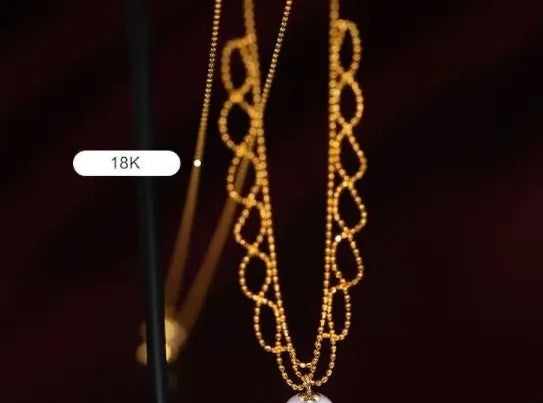 18K Yellow Gold 9mm Natural Akoya Pearl Lace Necklace, White Pink Pearl Lace Necklace, Gift for Her, Hollow Out Design Necklace, Gift Idea Etsy
