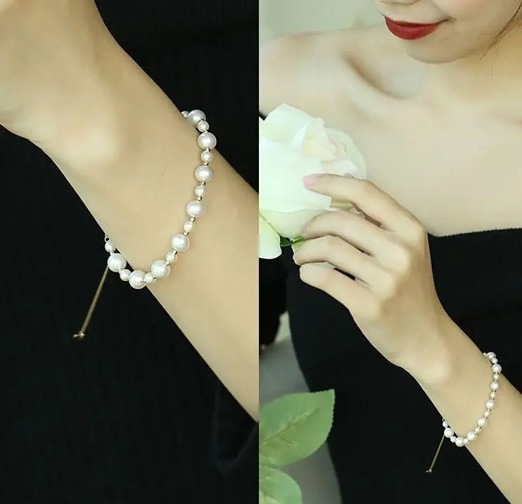 High Luster Akoya Pearl Strand 18K Bracelets - 18K Yellow Gold Etsy