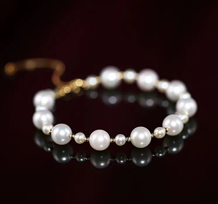 18K Yellow Gold 4-8mm Akoya Pearl Strand Bracelets Etsy