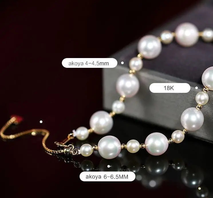 High Luster Akoya Pearl Strand 18K Bracelets - 18K Yellow Gold Etsy