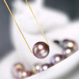 12-13mm High Luster Pink Purple Pearl Necklace - 18K Yellow Gold Etsy