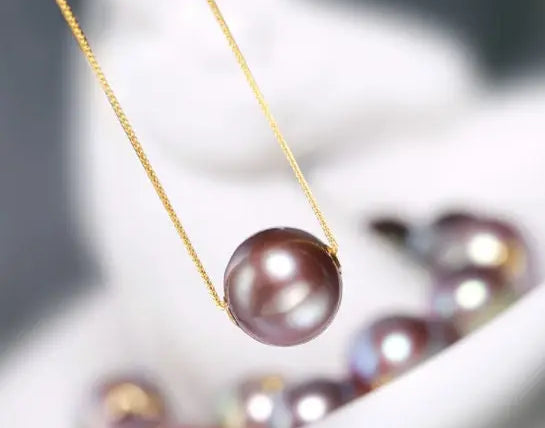12-13mm High Luster Pink Purple Pearl Necklace - 18K Yellow Gold Etsy