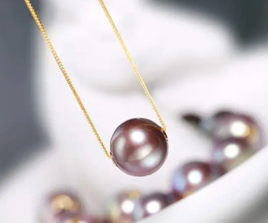 12-13mm High Luster Pink Purple Pearl Necklace - 18K Yellow Gold Etsy