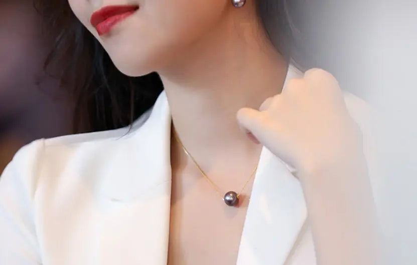 12-13mm High Luster Pink Purple Pearl Necklace - 18K Yellow Gold Etsy