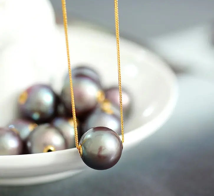 12-13mm High Luster Pink Purple Pearl Necklace - 18K Yellow Gold Etsy