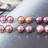 11mm Natural High Luster Colorful Mabe Pearls Earrings 18k Solid Yellow Gold Pearl Earrings, Anniversary Gift Idea, Gift for Mom Idea Etsy
