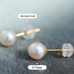 5A+ Natural High Luster White Pink Pearl 18K Earrings, 18k Solid Yellow Gold Akoya Pearl Stud Earrings, Anniversary Gift Idea Etsy