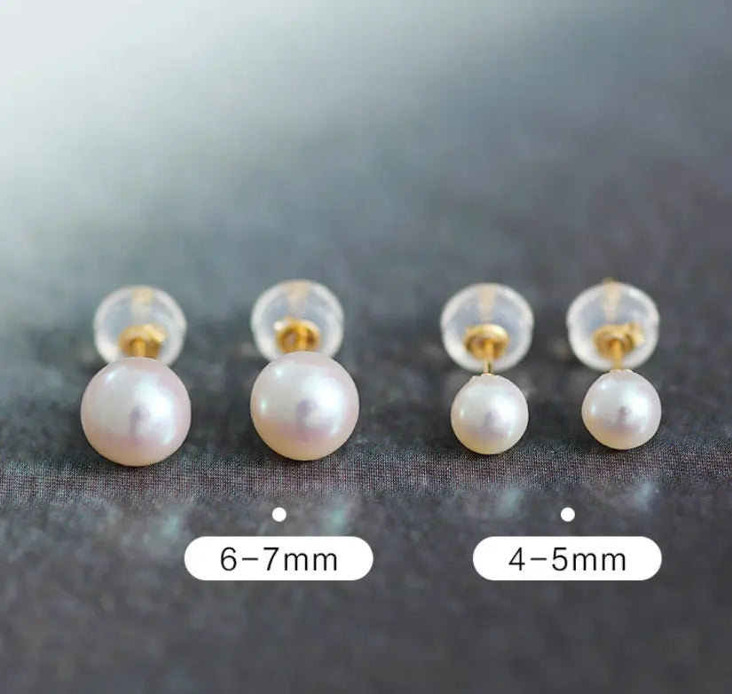 5A+ Natural High Luster White Pink Pearl 18K Earrings, 18k Solid Yellow Gold Akoya Pearl Stud Earrings, Anniversary Gift Idea Etsy