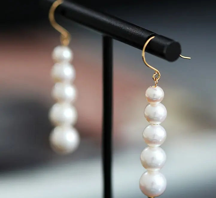 Akoya Pearl Hook Earrings - 18K Yellow Gold Etsy