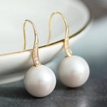 18k Solid Yellow Gold & 13mm Natural White Pearl Earrings, 5A+ Freshwater White Pearl Earrings, Anniversary Gift Idea for Mom Etsy