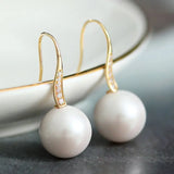 18k Solid Yellow Gold & 13mm Natural White Pearl Earrings, 5A+ Freshwater White Pearl Earrings, Anniversary Gift Idea for Mom Etsy