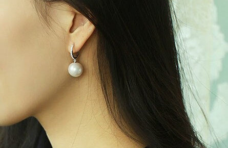 13-14mm Natural High Luster White Pearl Earrings 18K White Gold Freshwater White Pearl Earrings Etsy