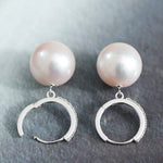 13-14mm Natural High Luster White Pearl Earrings 18K White Gold Freshwater White Pearl Earrings Etsy