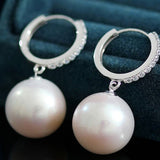 13-14mm Natural High Luster White Pearl Earrings 18K White Gold Freshwater White Pearl Earrings Etsy