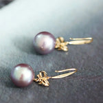 11-12mm Natural High Luster Pink Purple Pearl Earrings 18k Solid Yellow Gold Pearl Earrings, Pink Pearl Earrings, Gift Idea, Gift for Mom Etsy