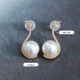 10mm Natural High Luster White Pearl Earrings Handmade 18k Solid Yellow Gold White Pearl Earrings, Seawater Pearl Earrings, Gift for Mom Etsy