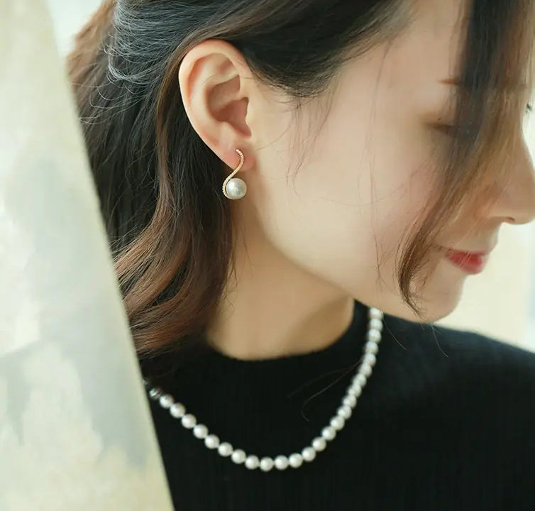 10mm Natural High Luster White Pearl Earrings Handmade 18k Solid Yellow Gold White Pearl Earrings, Seawater Pearl Earrings, Gift for Mom Etsy