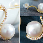 10mm Natural High Luster White Pearl Earrings Handmade 18k Solid Yellow Gold White Pearl Earrings, Seawater Pearl Earrings, Gift for Mom Etsy
